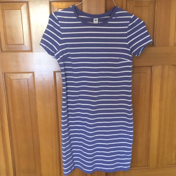 navy blue striped t shirt dress